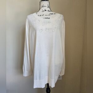 Loft Plus Wool Blend Sweater Womens 20/22 Cream Feminine Pullover